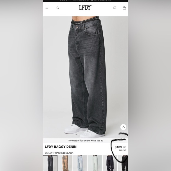 LFDY BAGGY DENIM WASHED BLACK Size 32